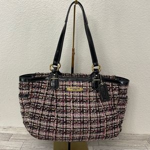 Vintage y2k Coach Tweed with Patent Leather Trim Shoulder Bag